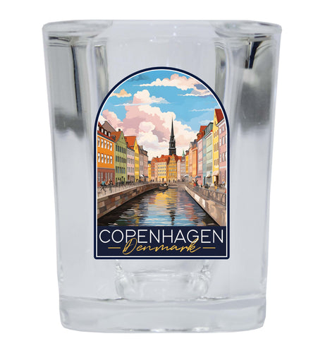 Copenhagen Denmark Design B Souvenir 2 Ounce Shot Glass Square 2-Pack