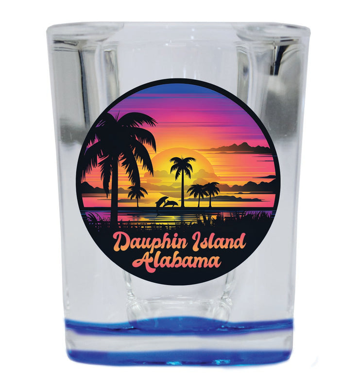 Dauphin Island Alabama Souvenir 2 oz Blue Shot Glass Round or Square Blue