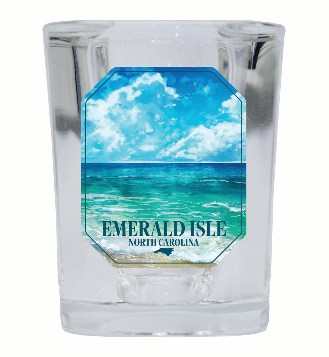 Emerald Isle North Carolina Serene Ocean Design Souvenir 2 Ounce Shot Glass Square Single