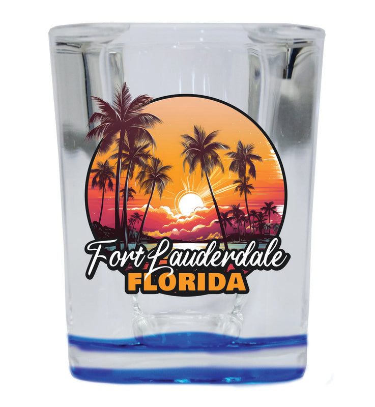 Fort Lauderdale Florida Souvenir 2 oz Blue Shot Glass Round or Square Blue