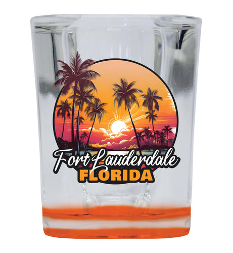 Fort Lauderdale Florida Design A Souvenir 2 Ounce Shot Glass Square Orange Base 2-Pack