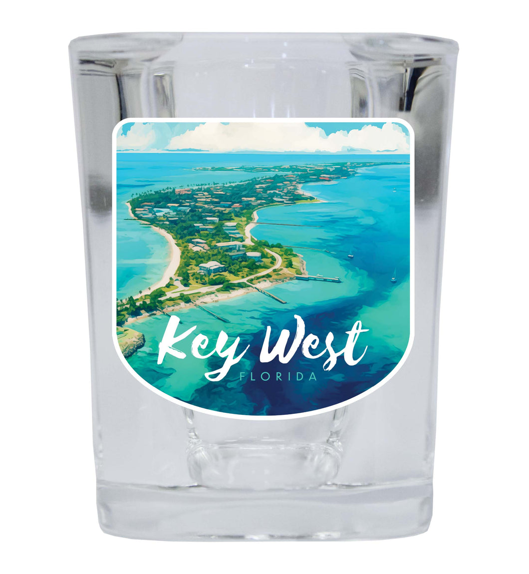 Key West Florida Design A Souvenir 2 Ounce Shot Glass Square 4-Pack