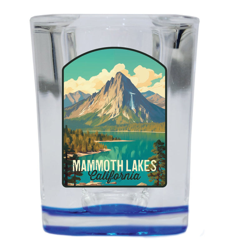 Mammoth Lakes California Souvenir 2 oz Blue Shot Glass Round or Square Blue