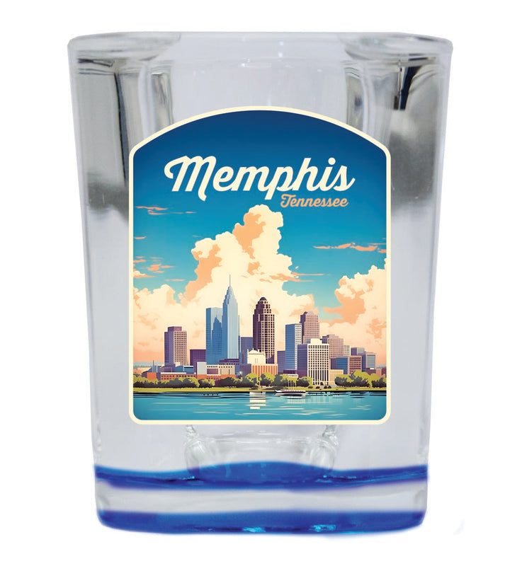 Memphis Tennessee Souvenir 2 oz Blue Shot Glass Round or Square Blue