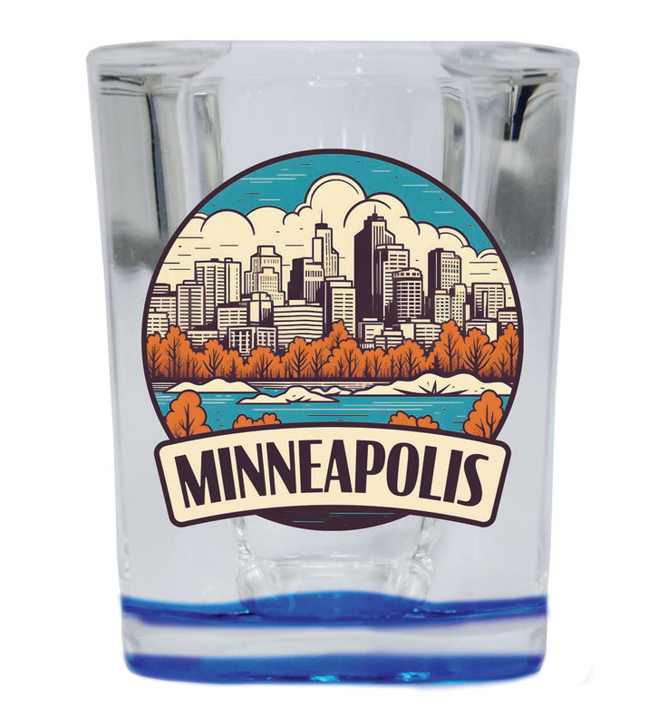 Minneapolis Minnesota Souvenir 2 oz Blue Shot Glass Round or Square Blue