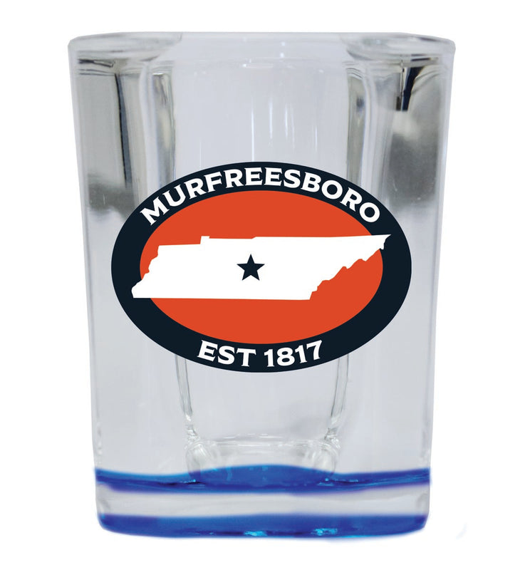 Murfreesboro Tennessee Souvenir 2 oz Blue Shot Glass Round or Square Blue