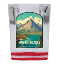 Load image into Gallery viewer, Mammoth Lakes California Design A Souvenir 2 Ounce Shot Glass Square Red Base 2-Pack
