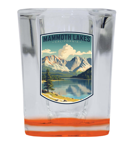 Mammoth Lakes California Design C Souvenir 2 Ounce Shot Glass Square Orange Base Single