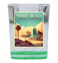 Load image into Gallery viewer, Myrtle Beach South Carolina Design A Souvenir 2 Ounce Shot Glass Square Green Base 2-Pack
