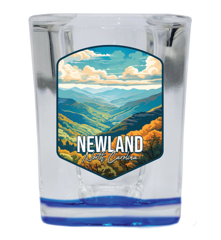 Newland North Carolina Souvenir 2 oz Blue Shot Glass Round or Square Blue