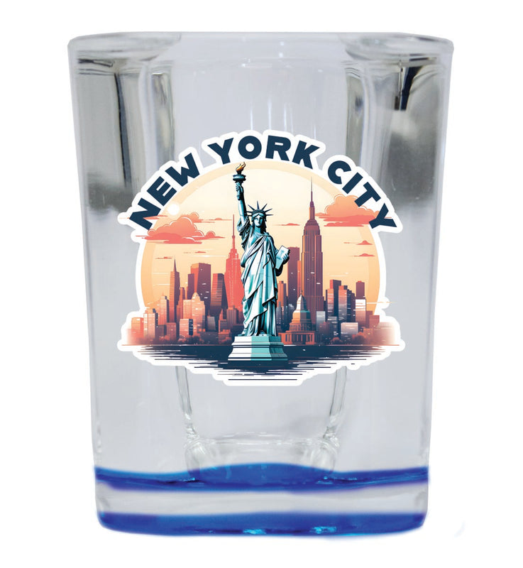 New York City, New York Souvenir 2 oz Blue Shot Glass Round or Square Blue