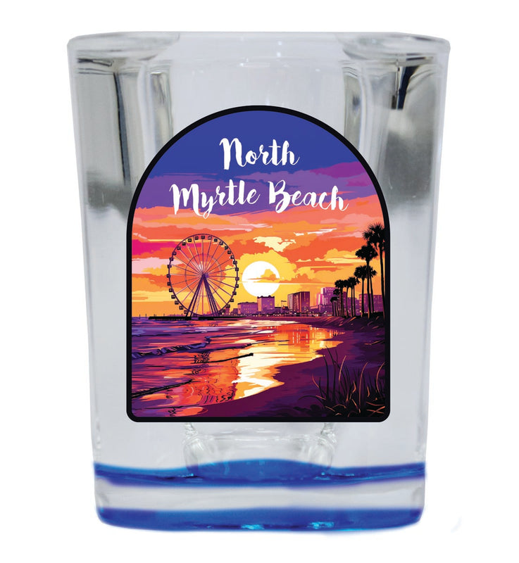 North Myrtle Beach South Carolina Souvenir 2 oz Blue Shot Glass Round or Square Blue
