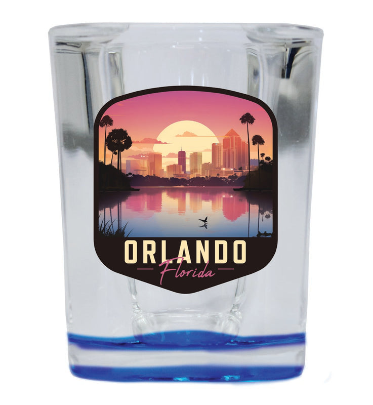 Orlando Florida Souvenir 2 oz Blue Shot Glass Round or Square Blue