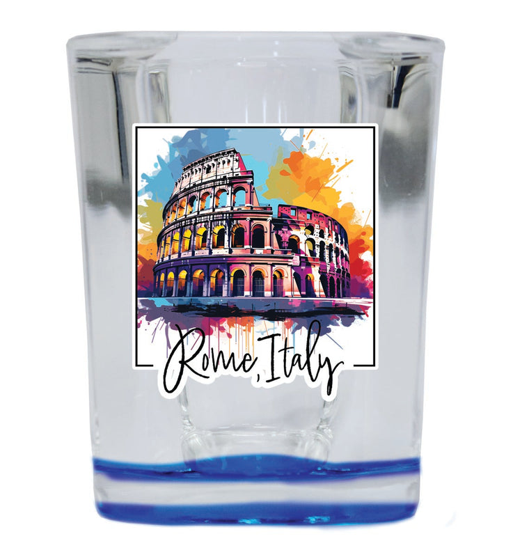 Rome Italy Souvenir 2 oz Blue Shot Glass Round or Square Blue