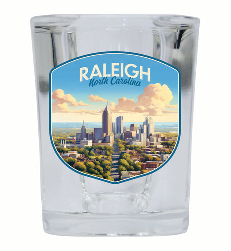 Raleigh North Carolina Daytime Cityscape Design Souvenir 2 Ounce Shot Glass Square 4-Pack