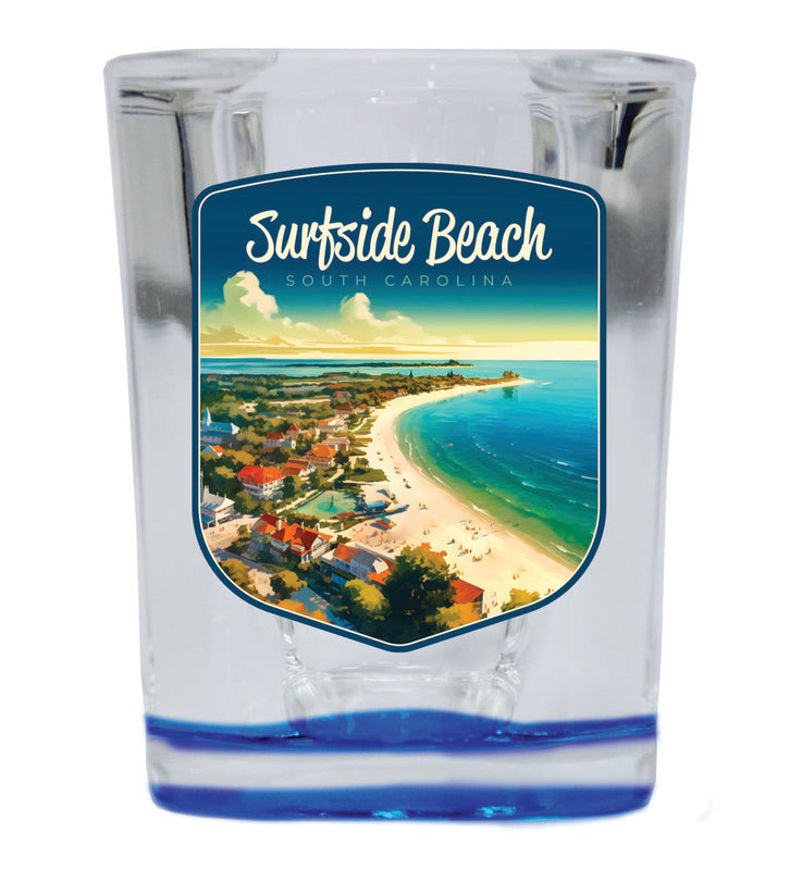 Surfside Beach South Carolina Souvenir 2 oz Blue Shot Glass Round or Square Blue