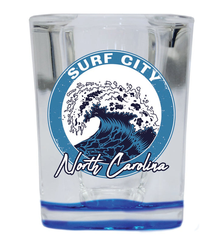 Surf City North Carolina Souvenir 2 oz Blue Shot Glass Round or Square Blue