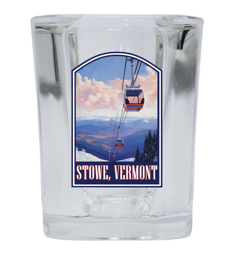 Stowe Mountain Vermont Design B Souvenir 2 Ounce Shot Glass Square 2-Pack