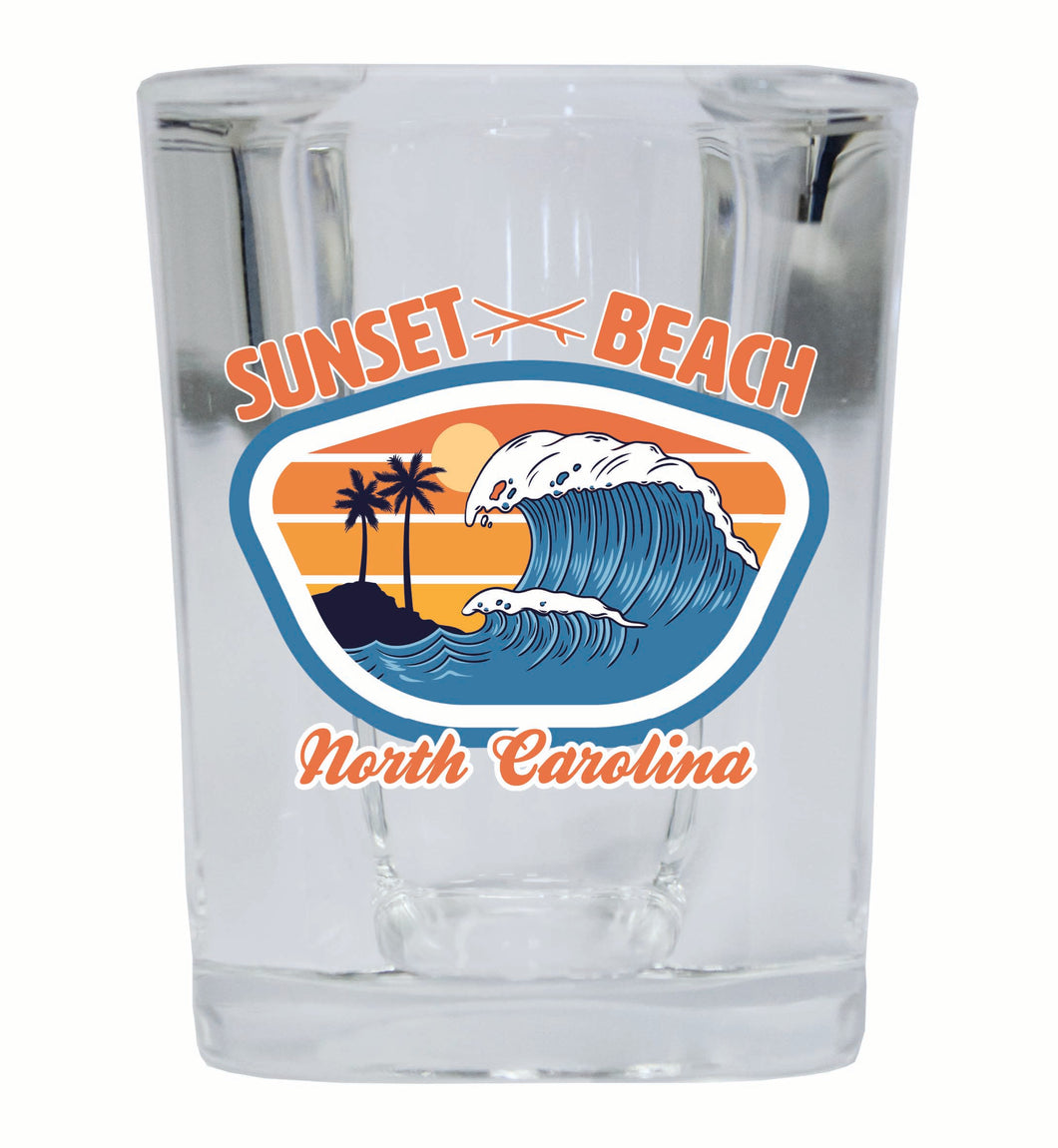 Sunset Beach North Carolina Surf Wave Design Souvenir 2 Ounce Shot Glass Square Single