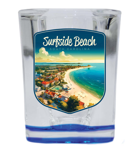 Surfside Beach South Carolina Design A Souvenir 2 Ounce Shot Glass Square Blue Base Single