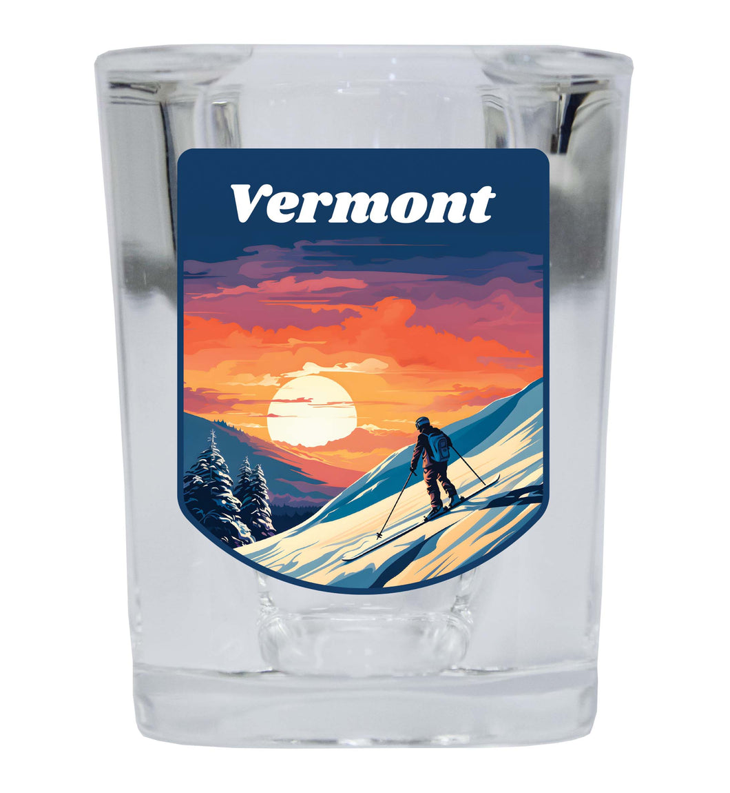 Vermont Design B Souvenir 2 Ounce Shot Glass Square 4-Pack