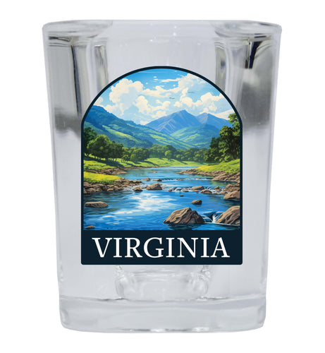 Virginia Design B Souvenir 2 Ounce Shot Glass Square 4-Pack