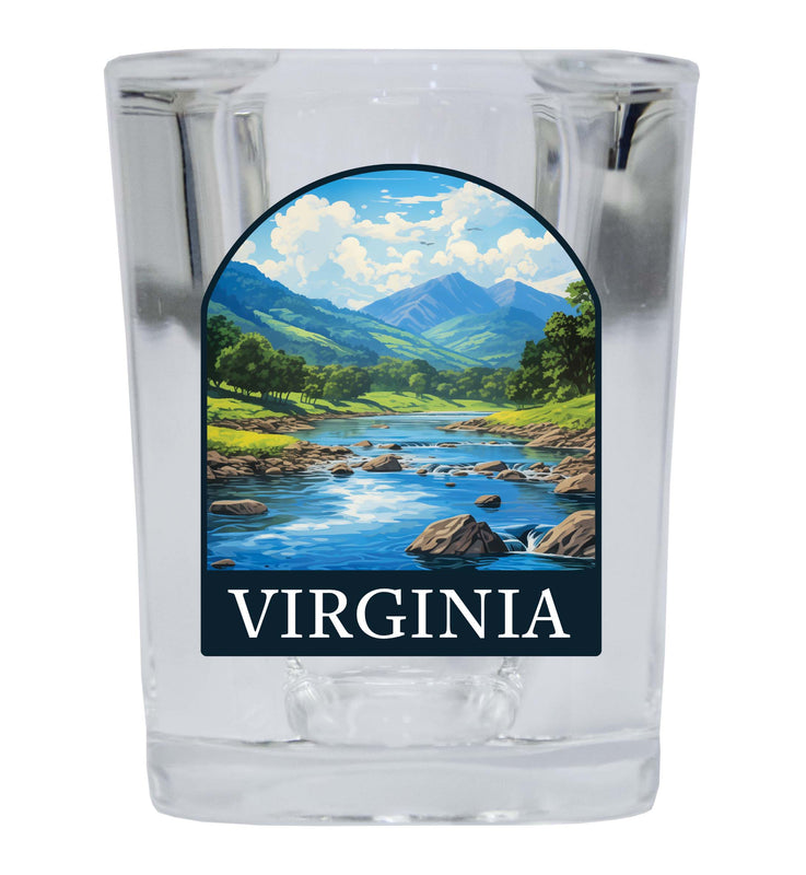 Virginia Design B Souvenir 2 Ounce Shot Glass Square 4-Pack