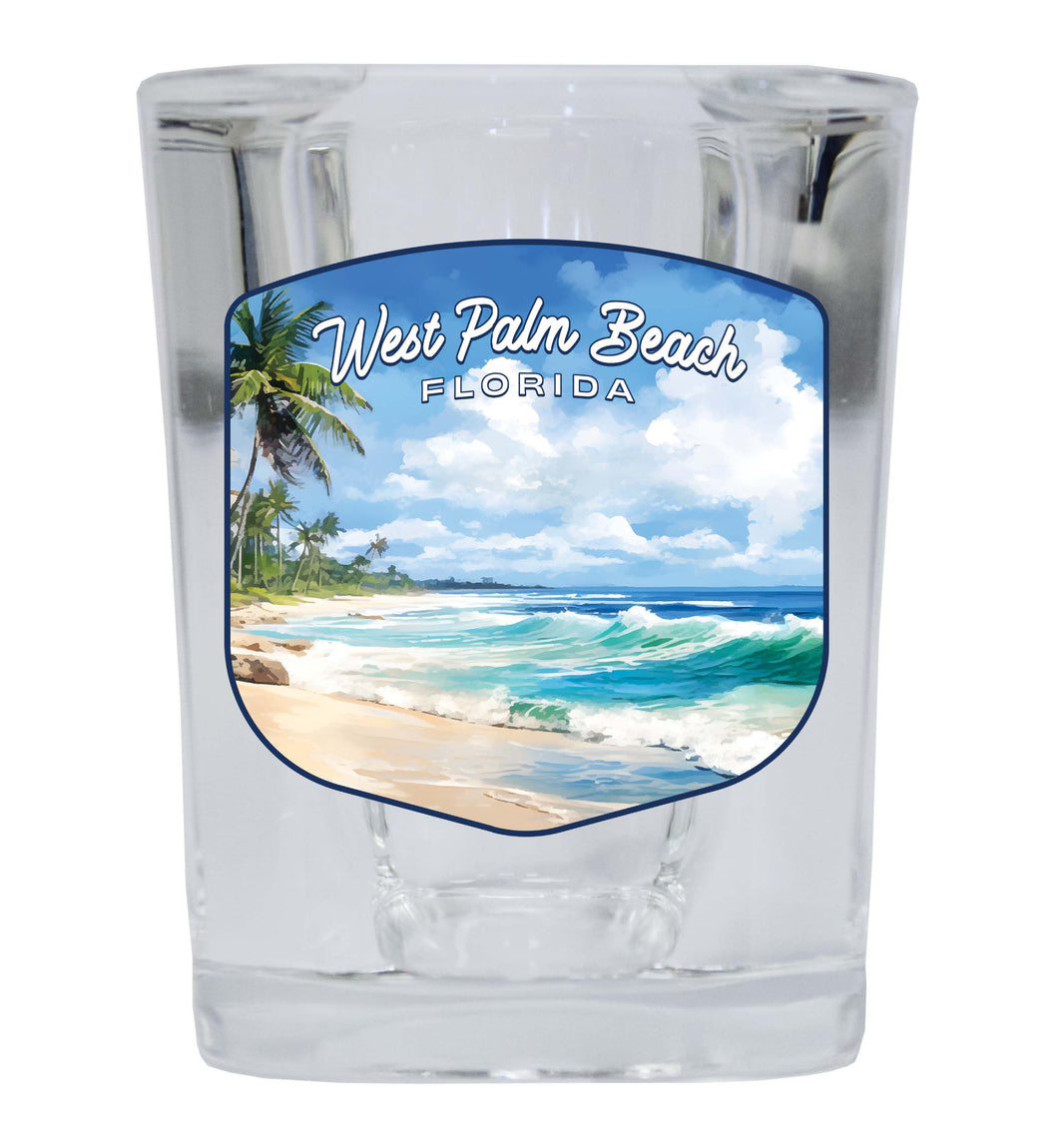 West Palm Beach Florida Design B Souvenir 2 Ounce Shot Glass Square Single