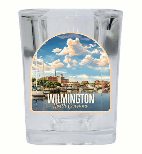 Wilmington North Carolina Riverwalk Design Souvenir 2 Ounce Shot Glass Square 2-Pack