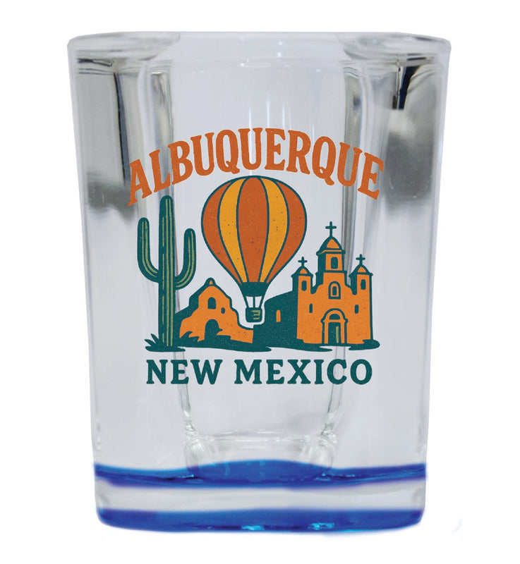 Albuquerque New Mexico Vintage Design Souvenir 2 Ounce Shot Glass Square Blue Base