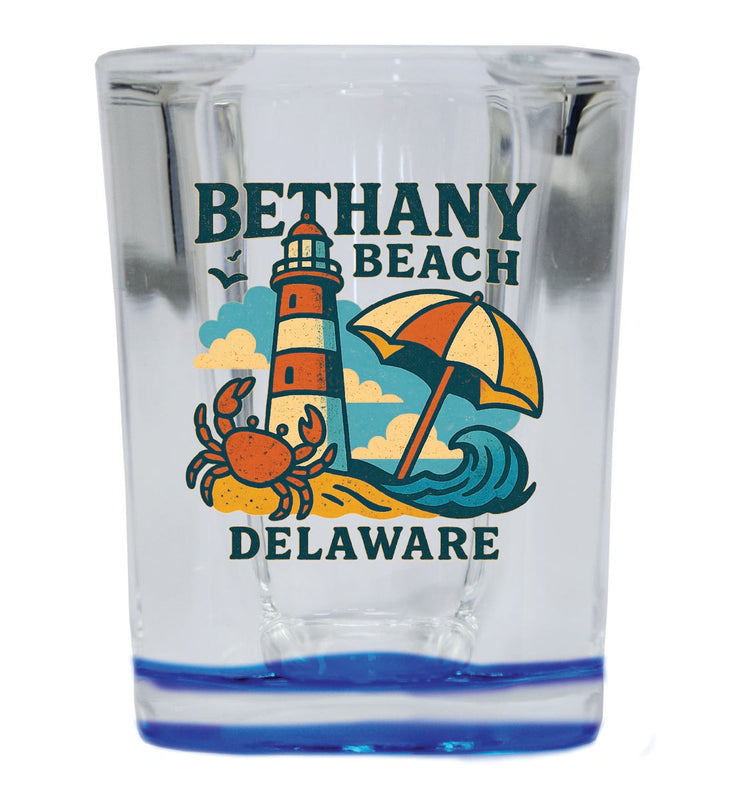 Bethany Beach Delaware Vintage Design Souvenir 2 Ounce Shot Glass Square Blue Base