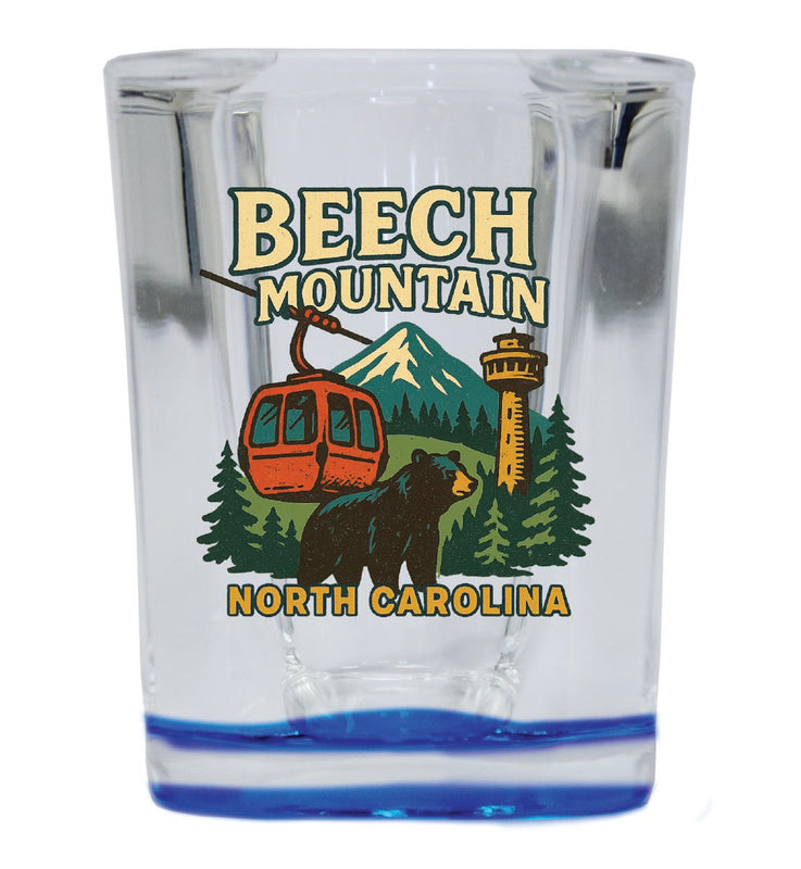 Beech Mountain North Carolina Vintage Design Souvenir 2 Ounce Shot Glass Square Blue Base