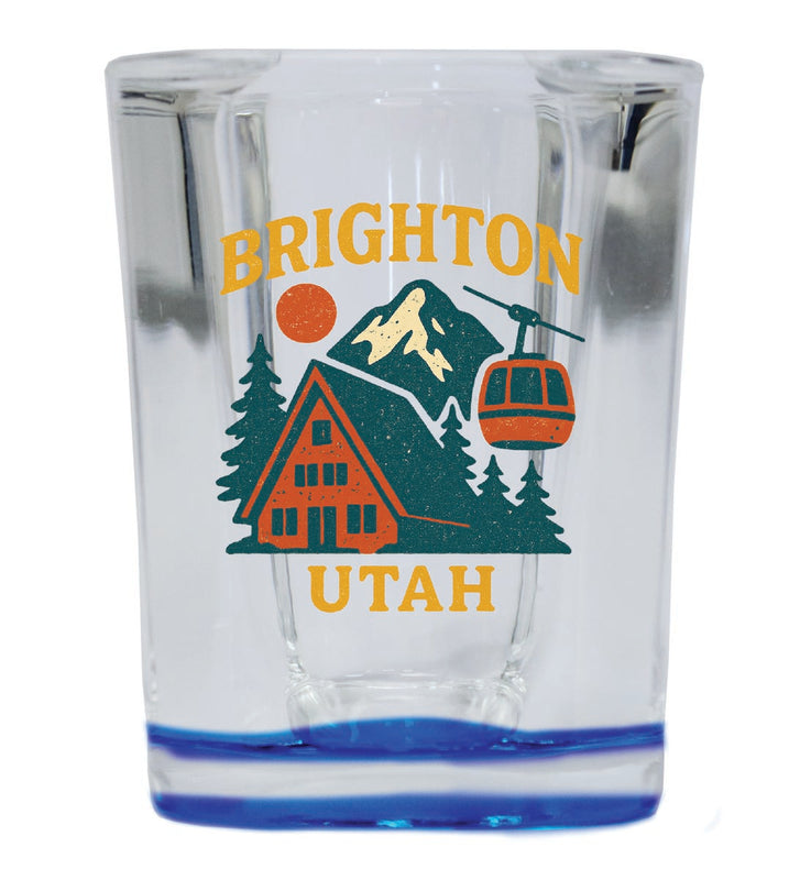 Brighton Utah Vintage Design Souvenir 2 Ounce Shot Glass Square Blue Base