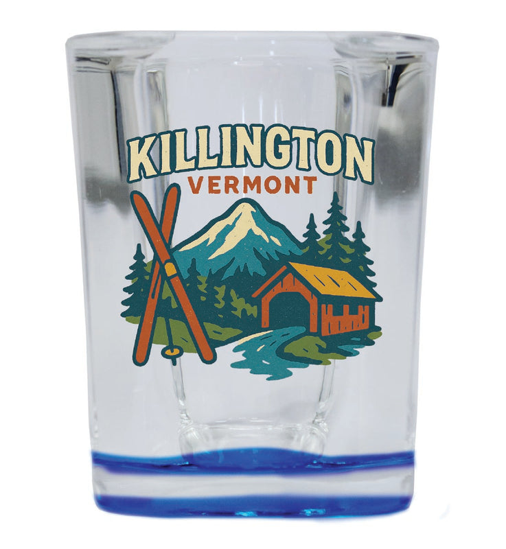 Killington Vermont Vintage Design Souvenir 2 Ounce Shot Glass Square Blue Base
