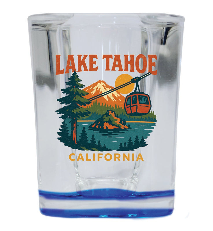 Lake Tahoe California Vintage Design Souvenir 2 Ounce Shot Glass Square Blue Base