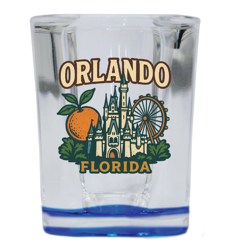 Orlando Florida Vintage Design Souvenir 2 Ounce Shot Glass Square Blue Base