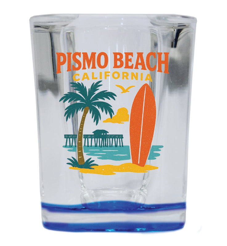 Pismo Beach California Vintage Design Souvenir 2 Ounce Shot Glass Square Blue Base