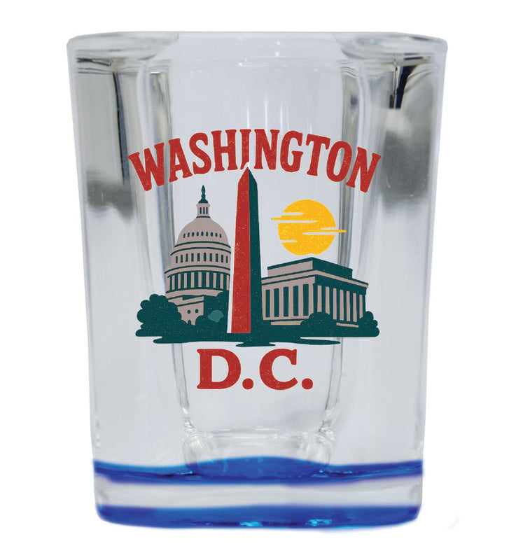 Washington DC Vintage Design Souvenir 2 Ounce Shot Glass Square Blue Base