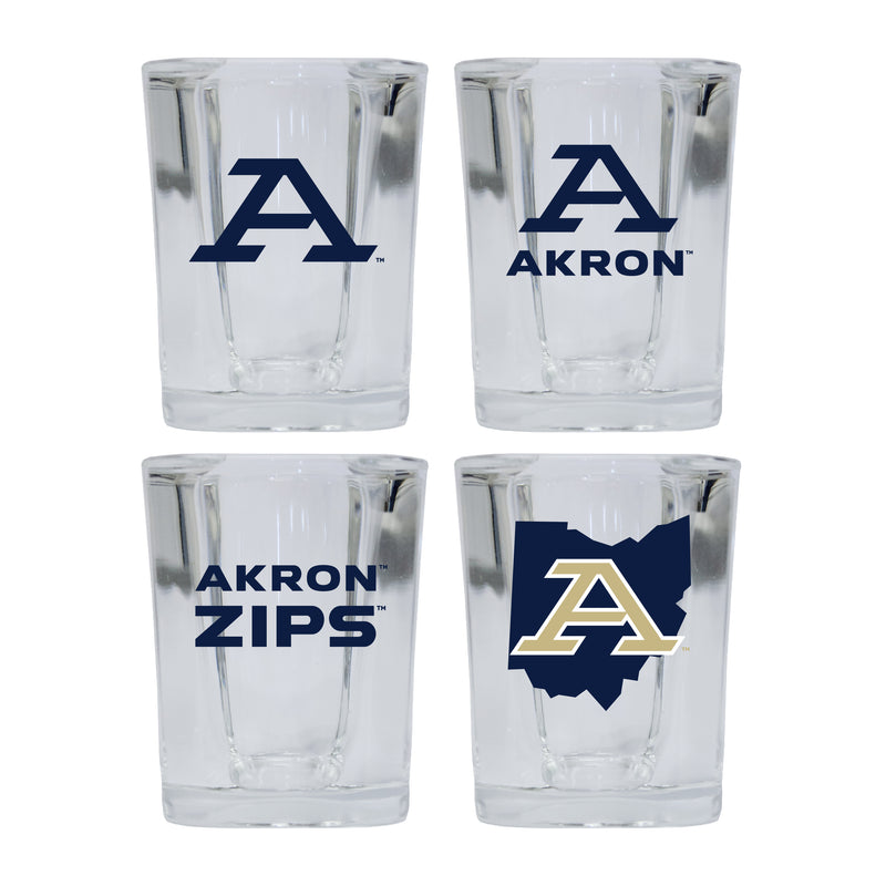 Akron Zips Set of 4 Shot Glasses with School Design, Officially Licensed Glassware 