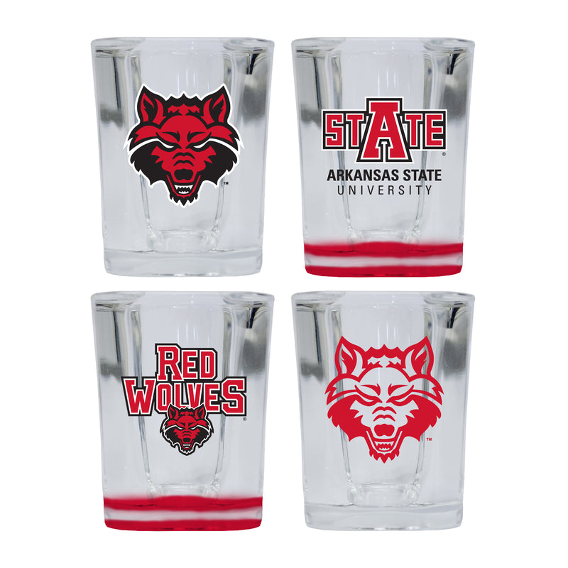 Arkansas State Set of 4 Shot Glasses with School Design, Officially Licensed Glassware 