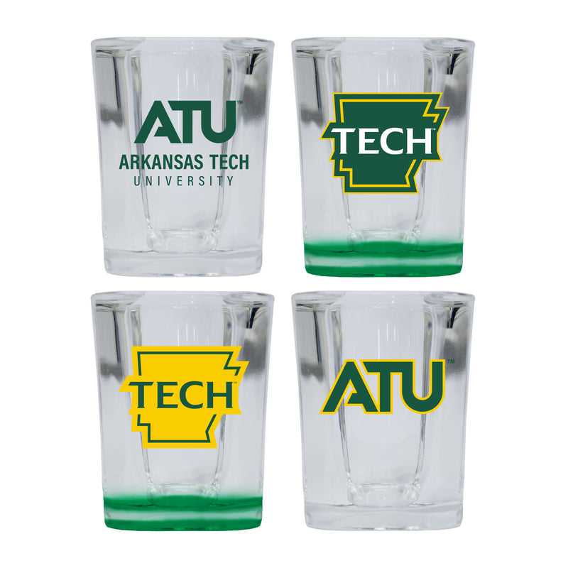 Arkansas Tech University Set of 4 Shot Glasses with School Design, Officially Licensed Glassware 
