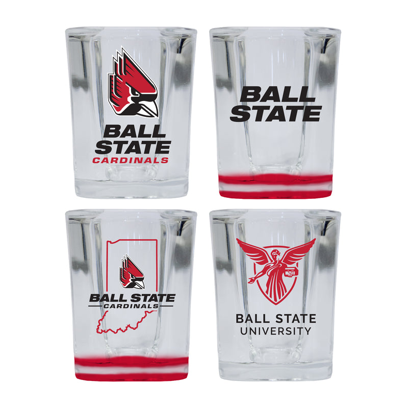 Ball State University Set of 4 Shot Glasses with School Design, Officially Licensed Glassware 