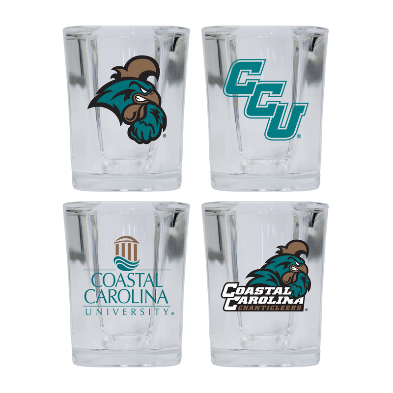Coastal Carolina University Set of 4 Shot Glasses with School Design, Officially Licensed Glassware 