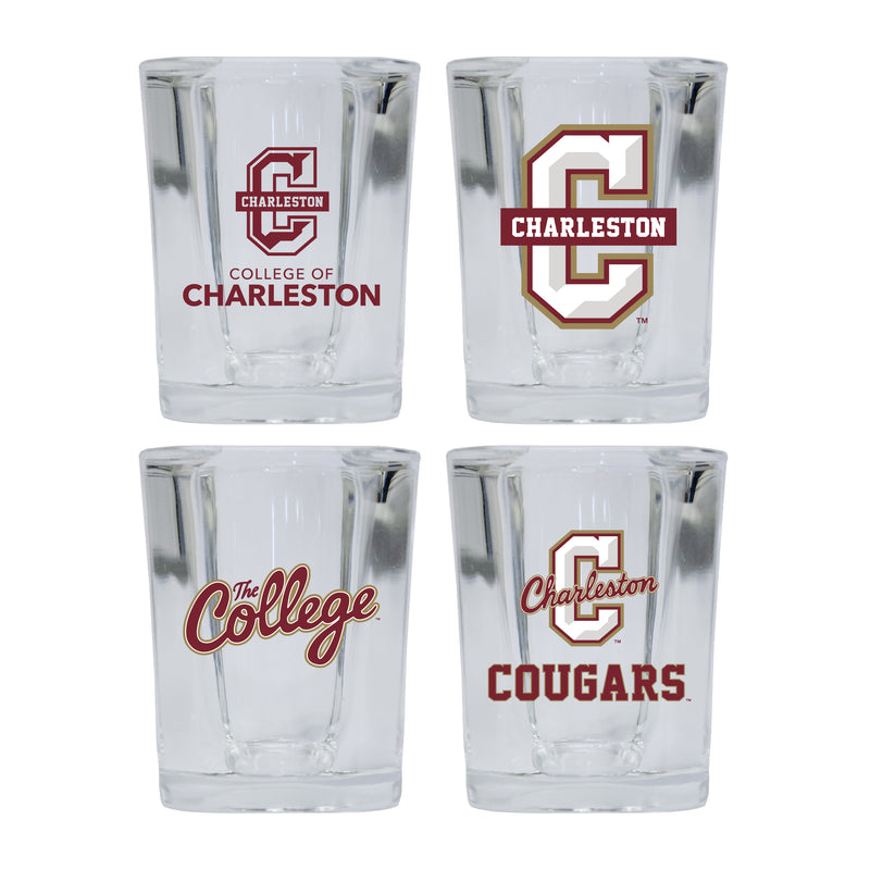 College of Charleston Set of 4 Shot Glasses with School Design, Officially Licensed Glassware 
