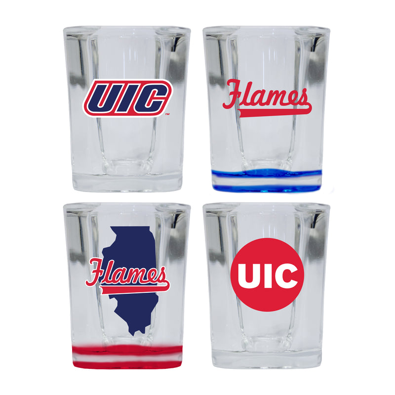 University of Illinois at Chicago Set of 4 Shot Glasses with School Design, Officially Licensed Glassware 