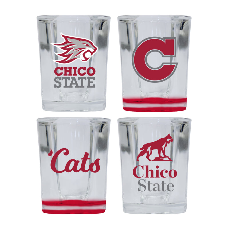 California State University, Chico Set of 4 Shot Glasses with School Design, Officially Licensed Glassware 