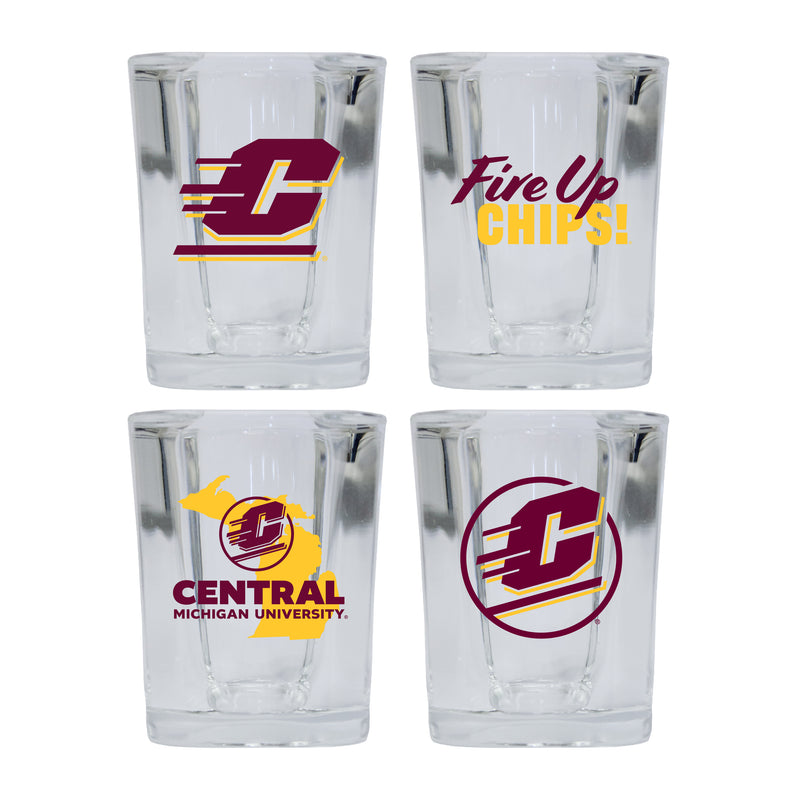 Central Michigan University Set of 4 Shot Glasses with School Design, Officially Licensed Glassware 