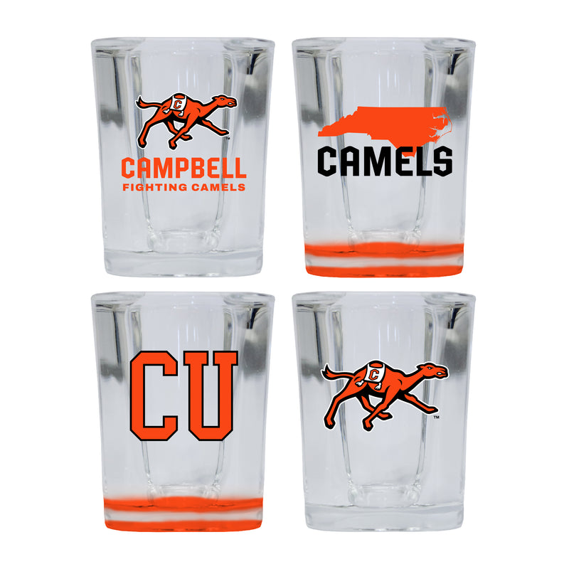 Campbell University Fighting Camels Set of 4 Shot Glasses with School Design, Officially Licensed Glassware 