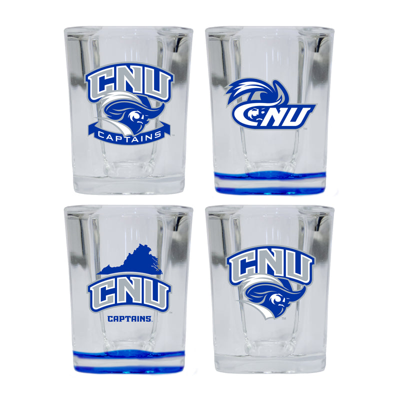 Christopher Newport Captains Set of 4 Shot Glasses with School Design, Officially Licensed Glassware 