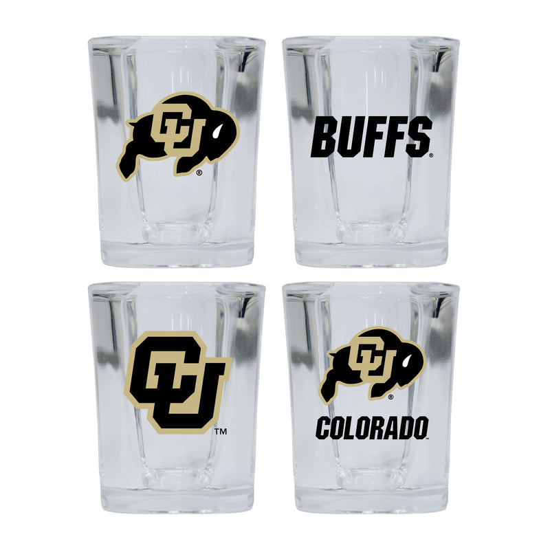 Colorado Buffaloes Set of 4 Shot Glasses with School Design, Officially Licensed Glassware 